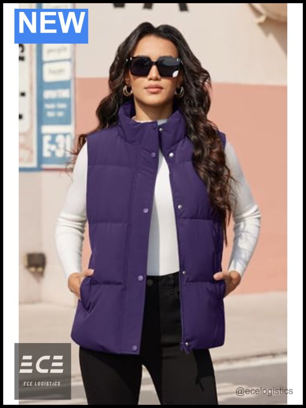 Women's Oversized Puffer Down Vest Sleeveless Quilted Fall Winter Jacket - Picture 2 of 6